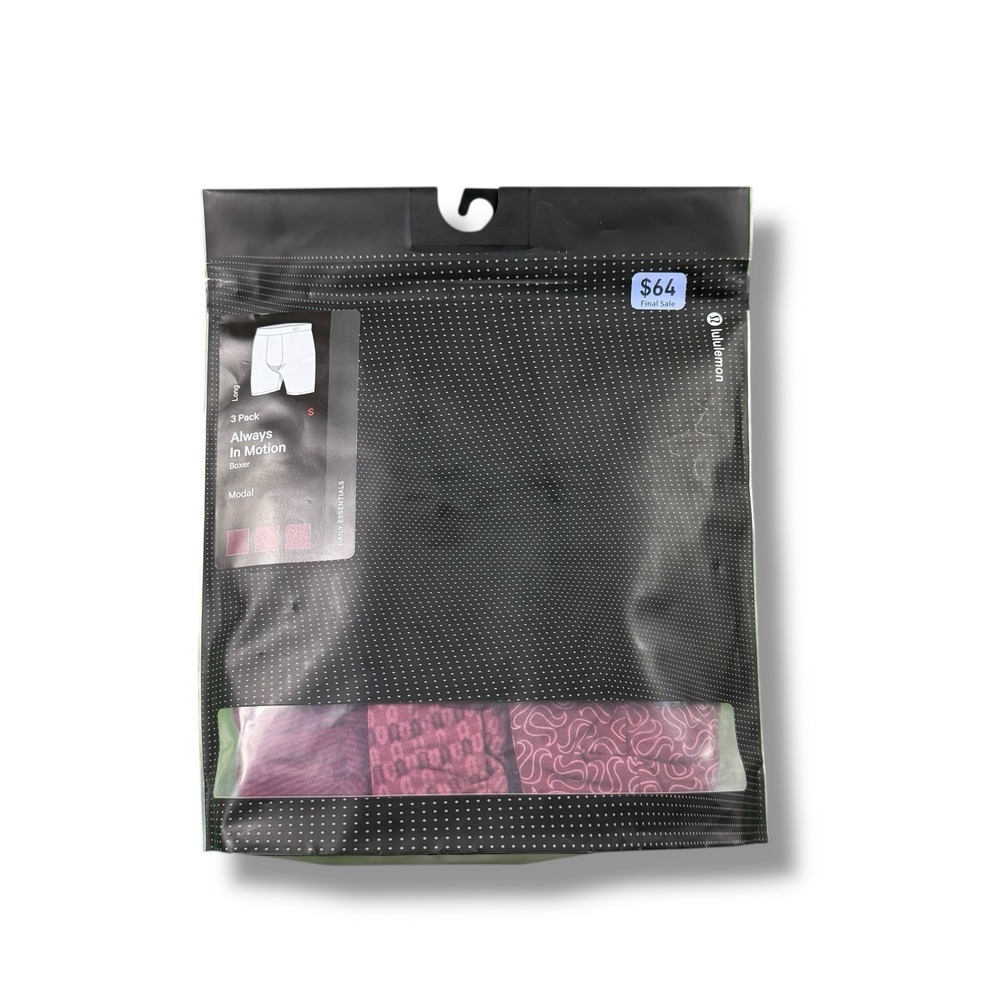 New In Bag Lululemon Mens Always In Motion Modal Boxer 7" 3 Pack Size Small Long